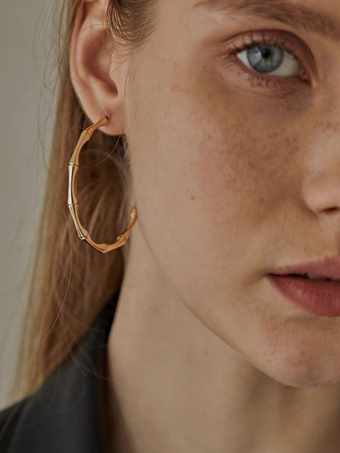 HAZEL BAMBOO HOOP EARRINGS