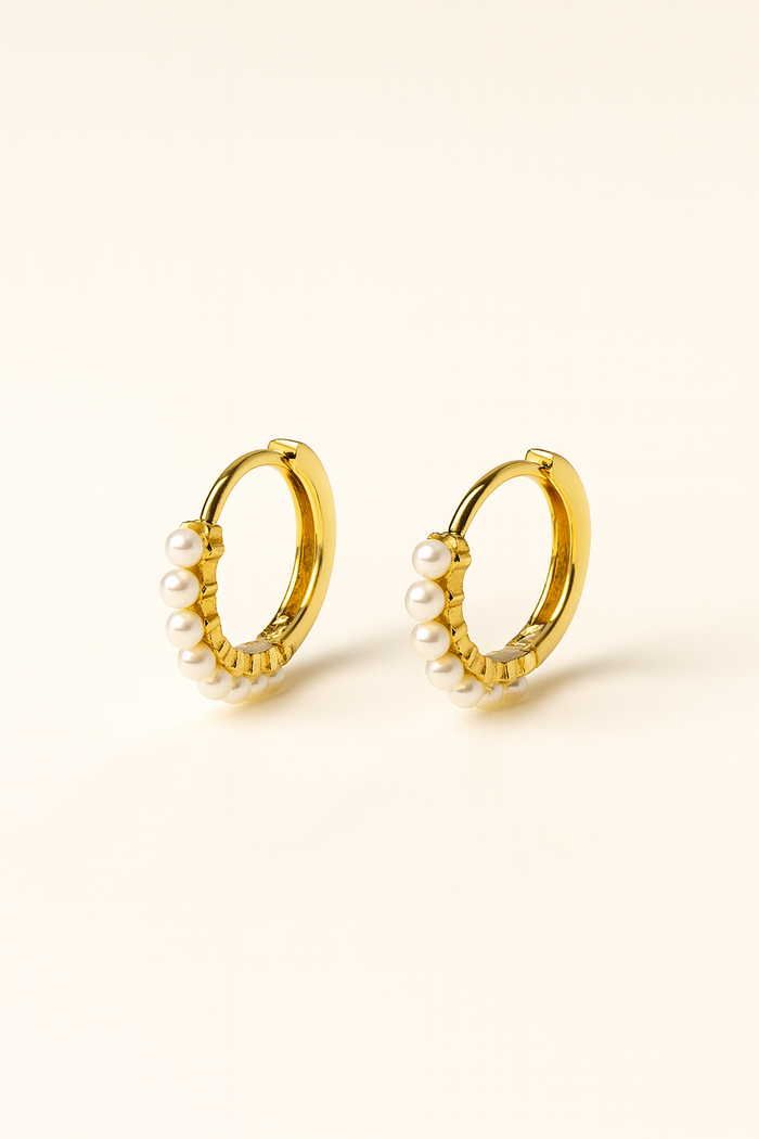 Dara Beaded Pearl Hoops