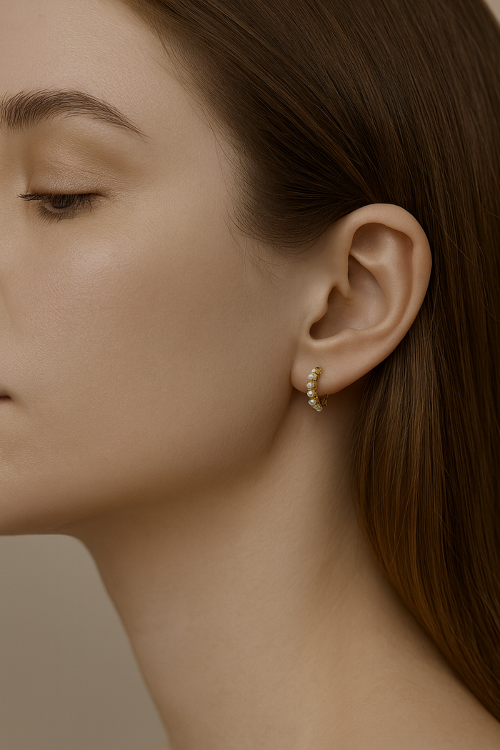 Dara Beaded Pearl Hoops